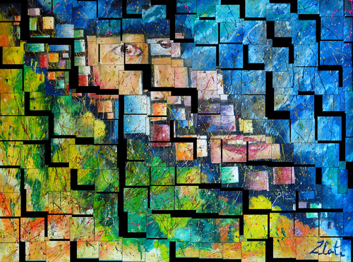 “Atomic Particles”, Oil On Canvas, 110x70cm. 2000