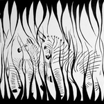 “Zebras”, Oil And Acrylic On Canvas. 110x90cm. 2000