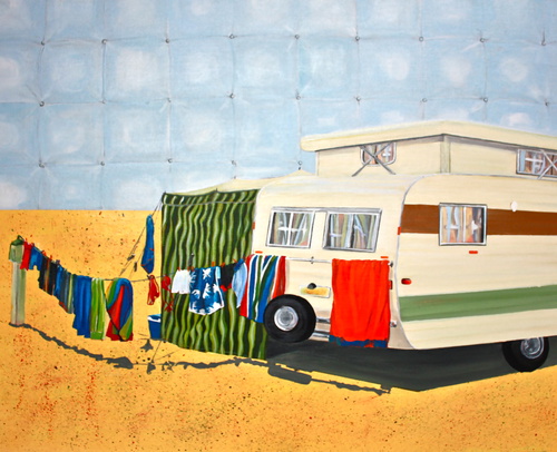 Laminex Desert & Soft Vinyl Sky.  Acrylic On Canvas.  75x100cm