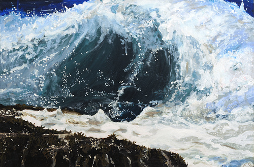 Little Aqua Wave. Acrylic On Canvas. 51x76cm