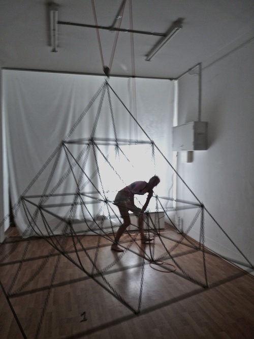 'Attachment' (Performance Still) 2011, 177x177x160, Steel