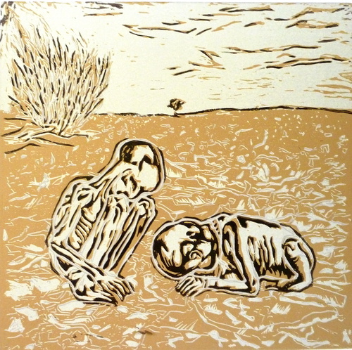 Hunger, 2010, Reduction Lino (5), Edition/5