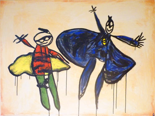 Batman And Robin, Acrylic On Canvas 91cm X 122cm