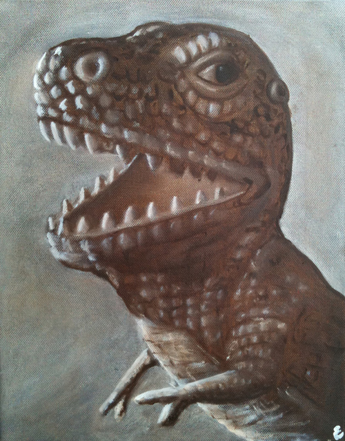 T Rex, Oil On Canvas 20cm X 30cm