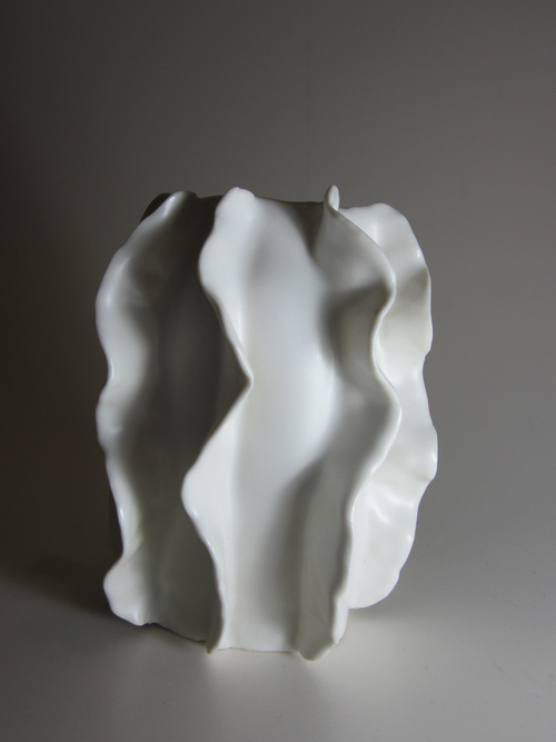 Vase 2; Porcelain, Hand Built, Clear Glazed, Cone 10 Oxidation; Various Sizes; 2011