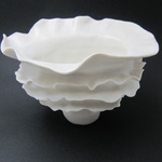 Vase 1; Porcelain, Hand Built, Clear Glazed, Cone 10 Oxidation; Various Sizes; 2011