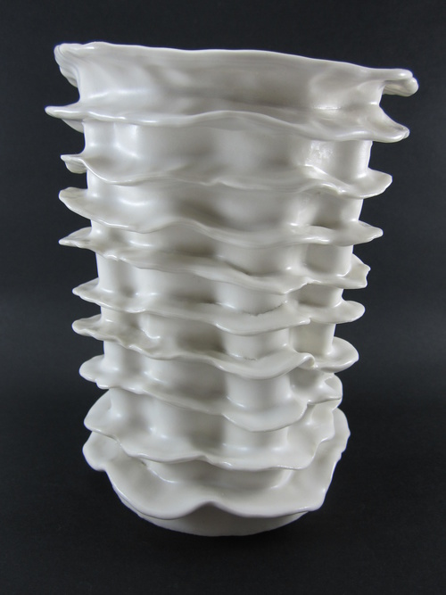 Vase 3; Porcelain, Hand Built, Clear Glazed, Cone 10 Oxidation; Various Sizes; 2011
