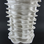 Vase 3; Porcelain, Hand Built, Clear Glazed, Cone 10 Oxidation; Various Sizes; 2011