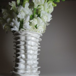 Vase 3 (With Flowers); Porcelain, Hand Built, Clear Glazed, Cone 10 Oxidation; Various Sizes; 2011