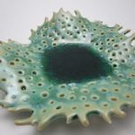 Small Plate 2; Porcelain; Green Crazing Glaze With Small Crystalisation, Cone 10 Oxidation; 15x15x5cm; 2011