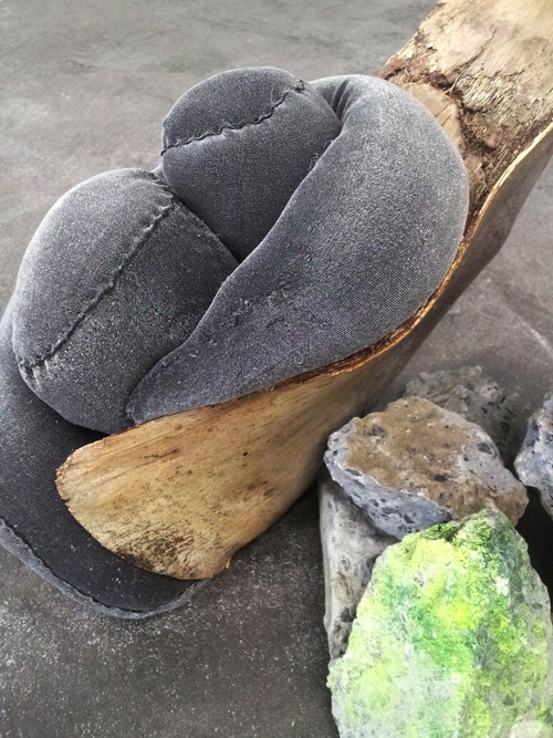 'Metamorphosed Matter' 2012 (Detail); Fabric, Polyester Wadding, Palm Fronds, Thread, Concrete, Paint.