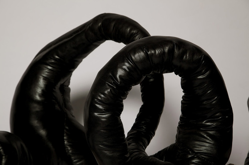 'Serpentinus Co Op' 2012 (Detail); Fabric, Polyester Wadding, Thread, Found Wood, Paperbark.