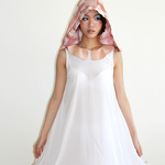 A Tinted Trace : White Hooded Dress