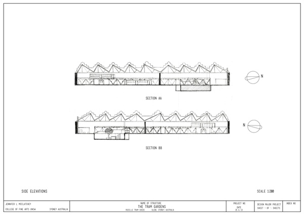 The Tram Gardens   Technical Drawings   Side Elevations 