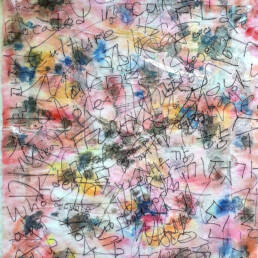 Language Hybridity (2020) Korean traditional paper Hanji, water colors, plastic cover, pen