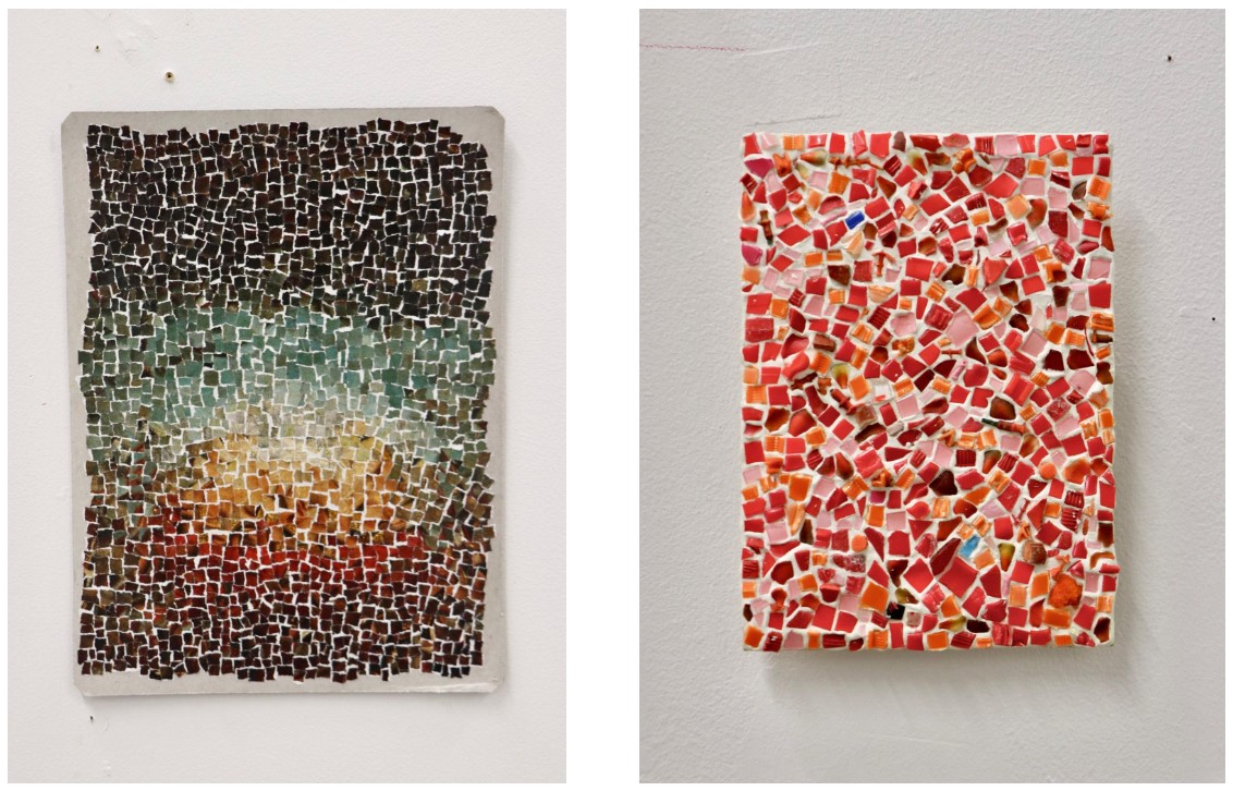 Left: Rearranging 'The Emperor Charles V' . Right: Red-orange mosaic