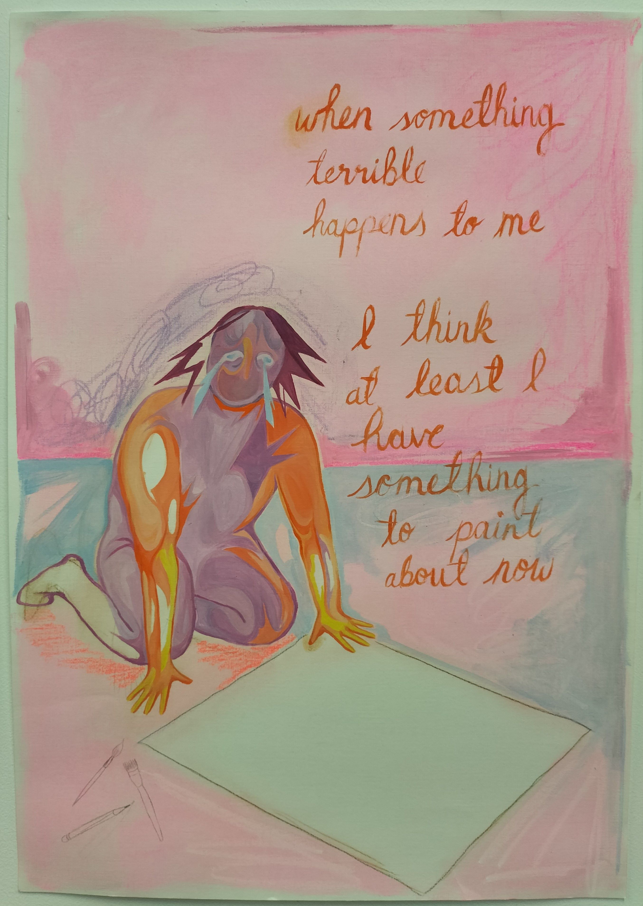 Oil paint and pastel on paper