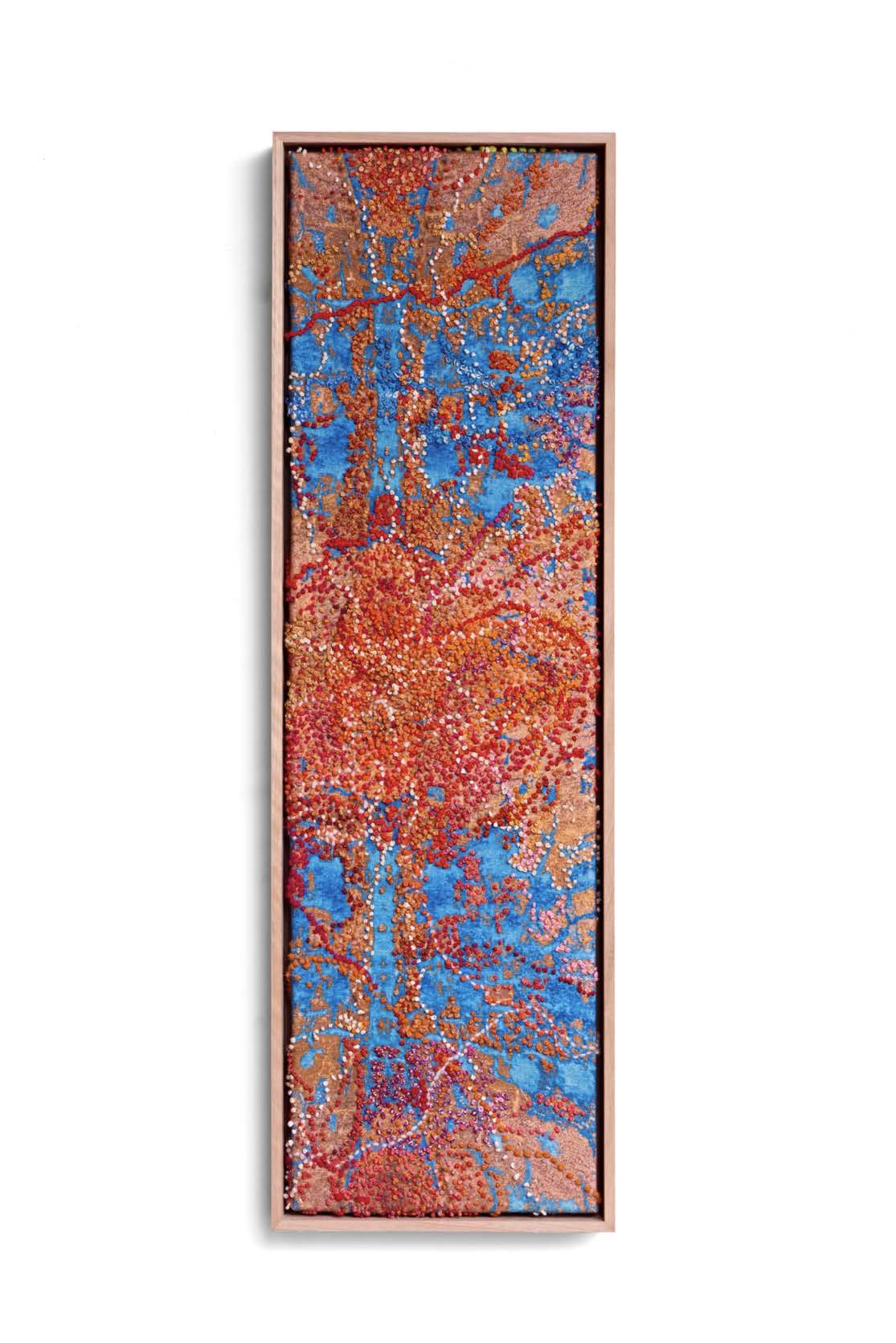 'The Broken Hill Cobalt Project, Wilyakali Country. 2', 2024. Digital textile print on linen, embroidered with cotton thread and hand