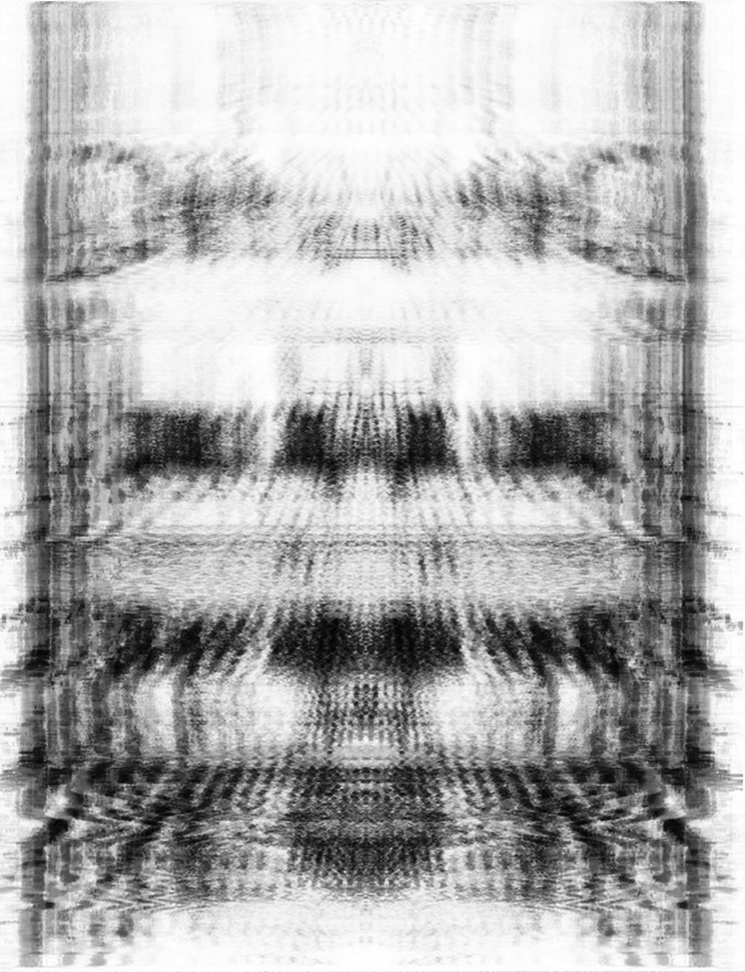 'An absence, resounding (2/10)', 2024. Silk organza, steel