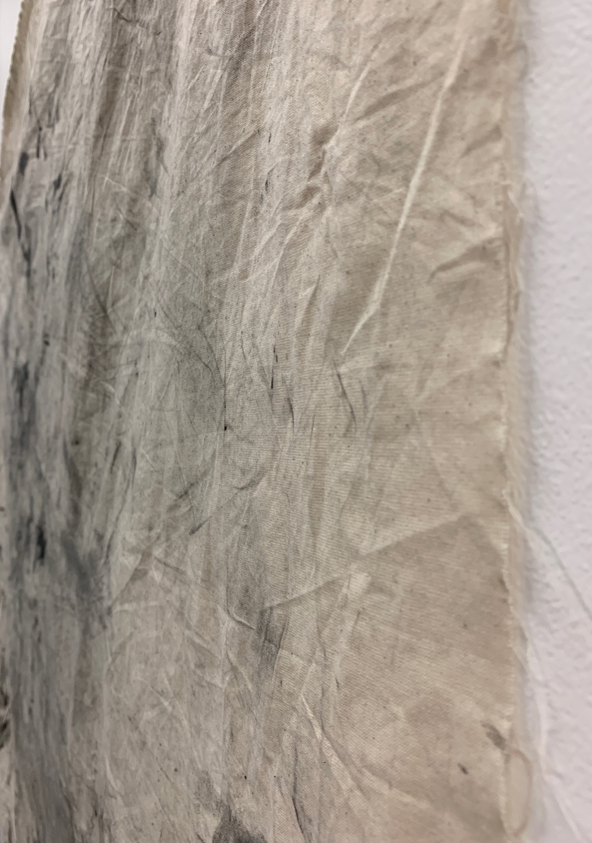 'The Unconscious Mind', 2024. Charcoal powder and acrylic paint on fabric with documentation of the process