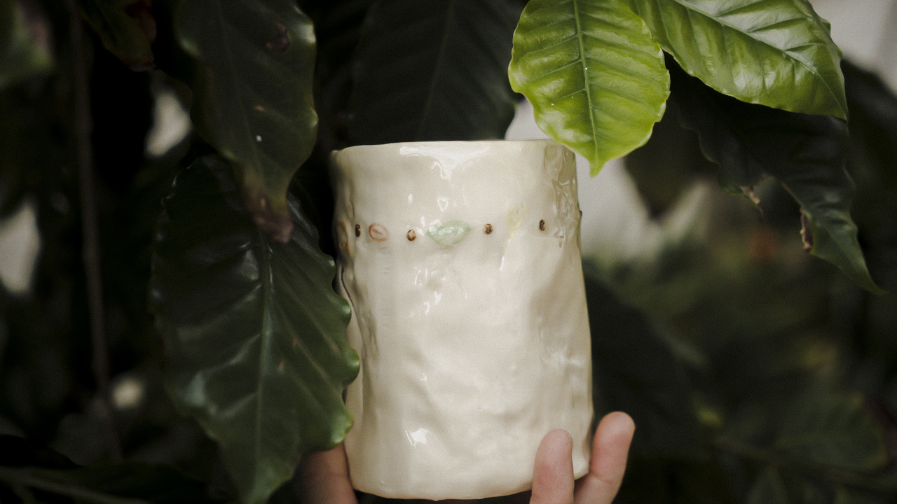 'FROM SEED TO CUP', 2024. Ceramic, textile