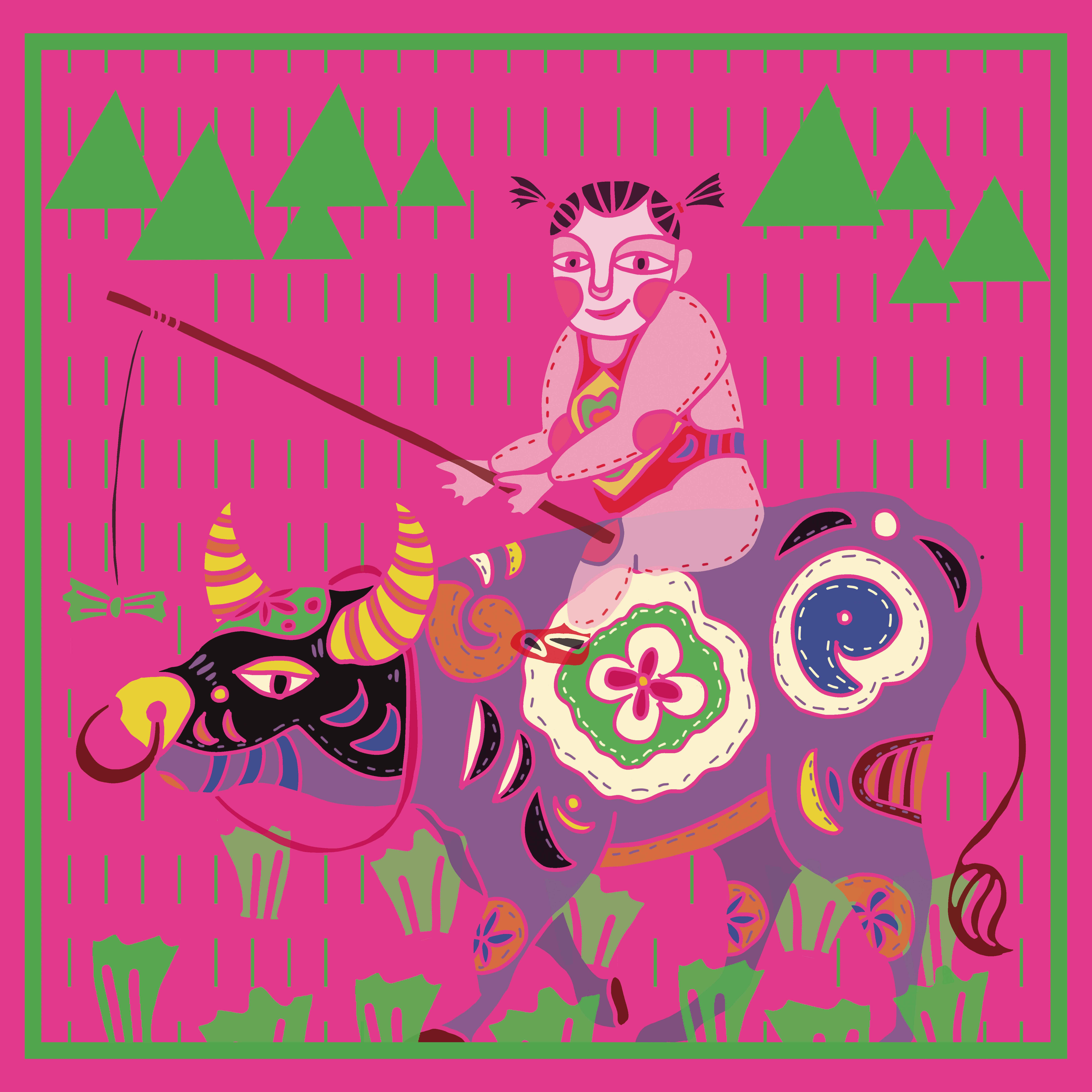 'The Herd Boy of Qingming', 2022. Silks