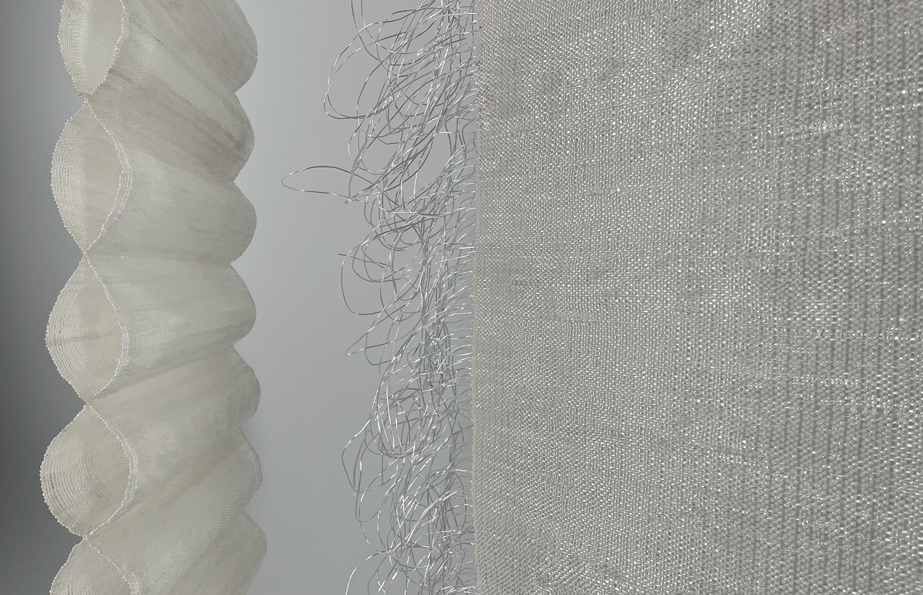 'Transparent Paths', 2024. Woven plastic pallet wrap, cotton