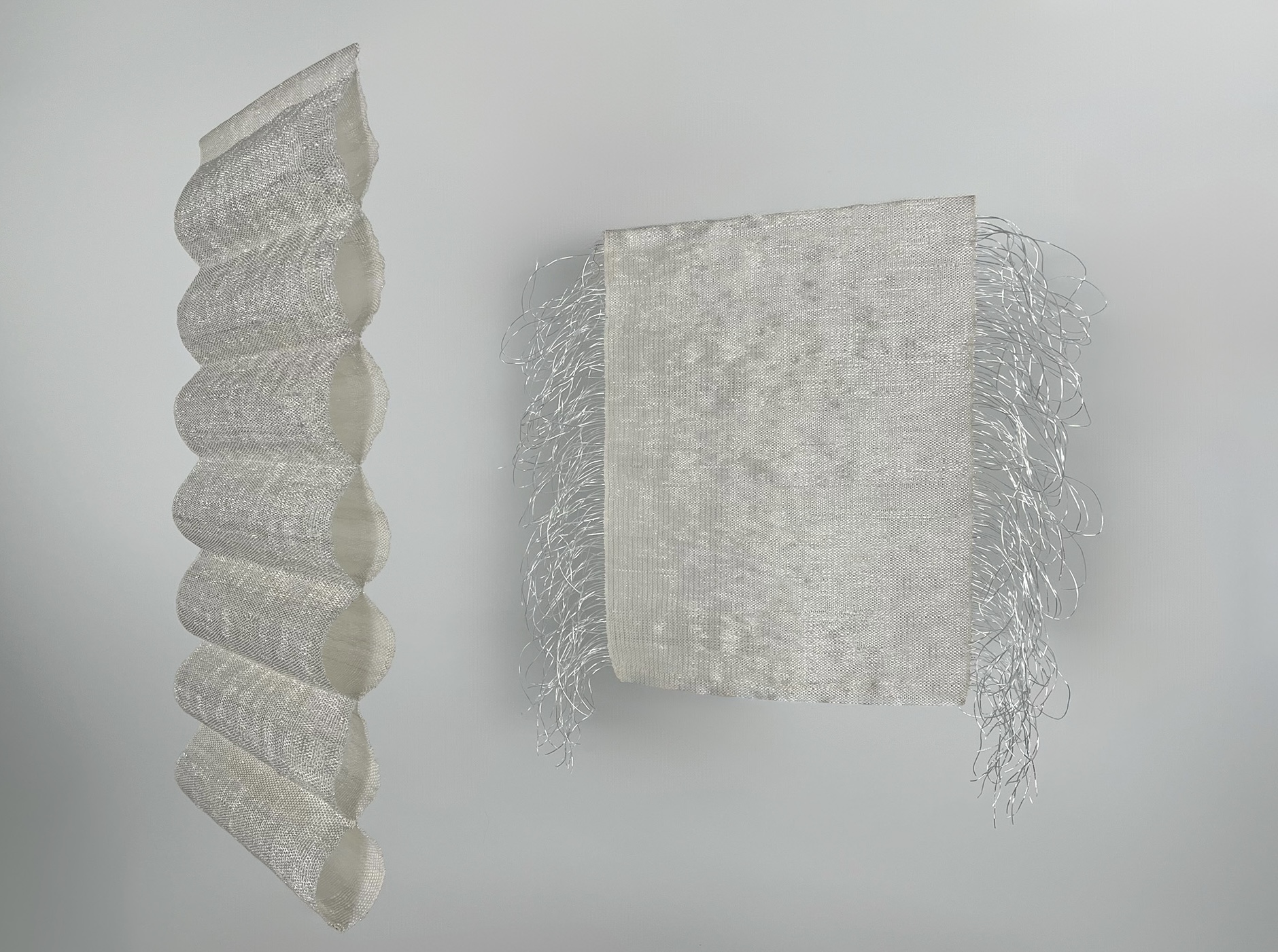 'Transparent Paths', 2024. Woven plastic pallet wrap, cotton