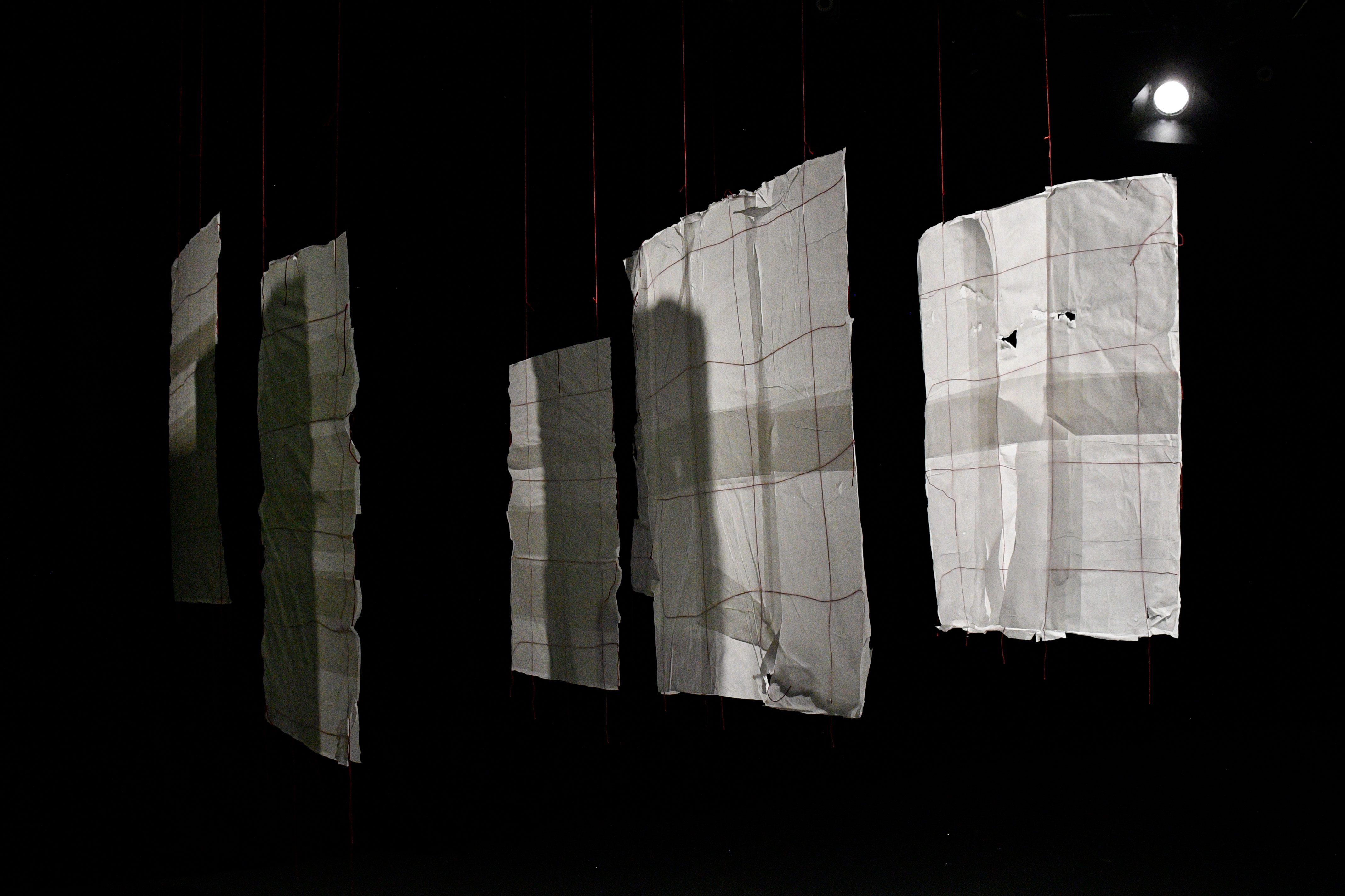 'Irrational mapping', 2024. Paper, thread