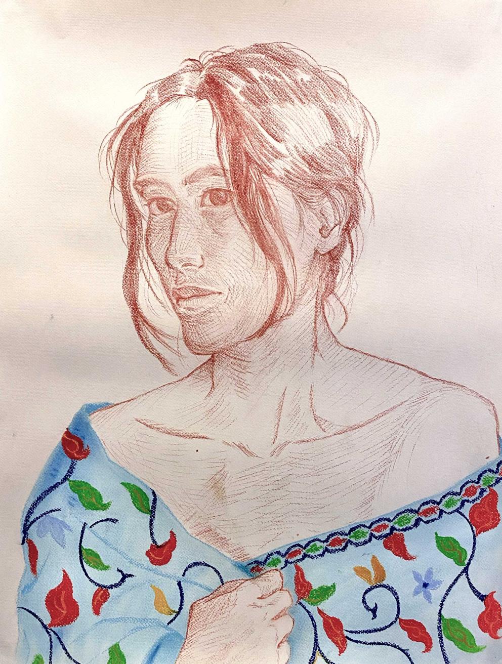 Nisaa'	2023	Red chalk, soft pastels, paper