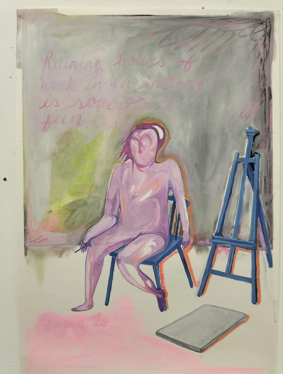 Oil paint and pastel on paper