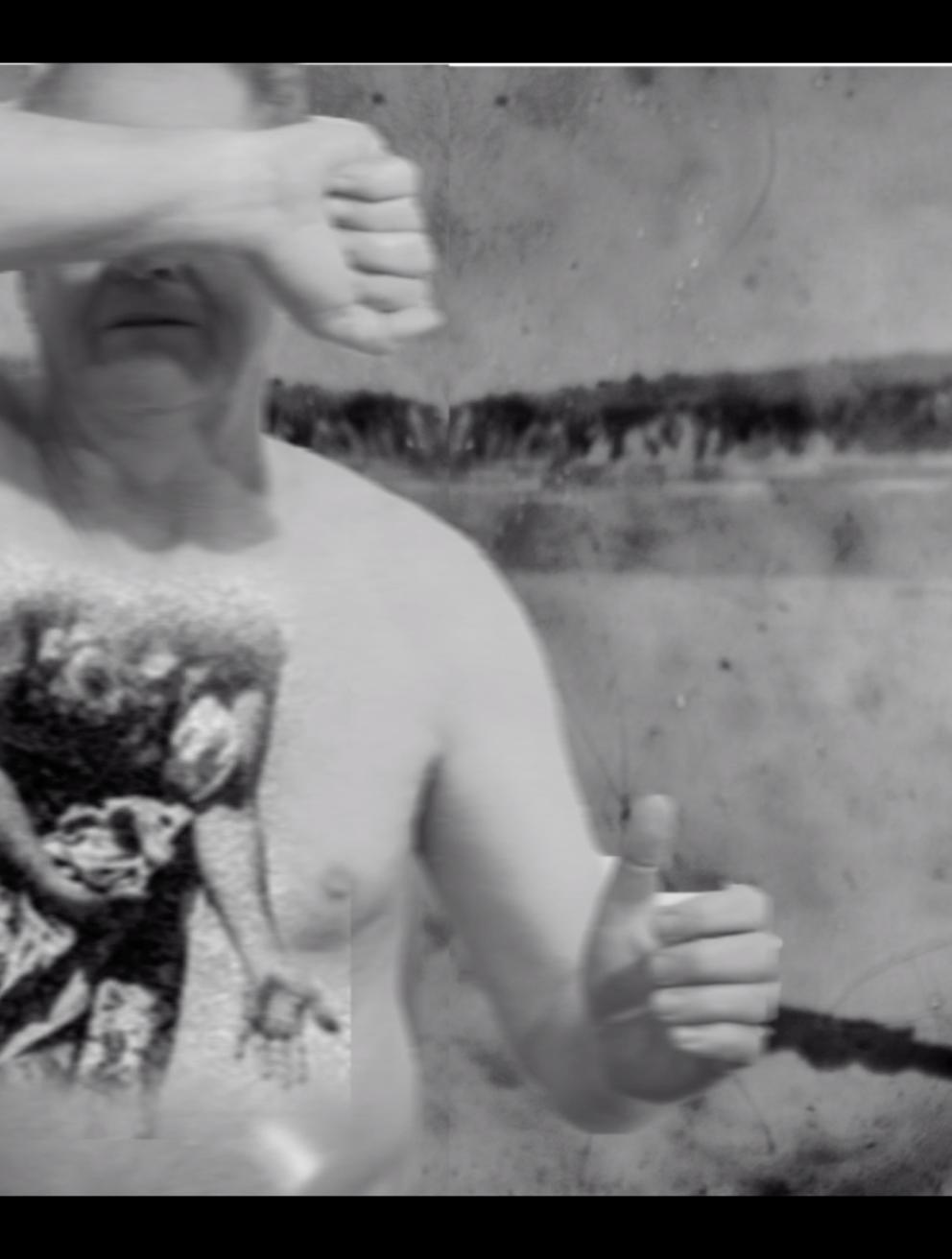  Screenshot from single channel video onto patterned tablecloth