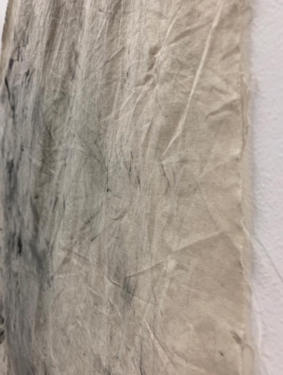 'The Unconscious Mind', 2024. Charcoal powder and acrylic paint on fabric with documentation of the process