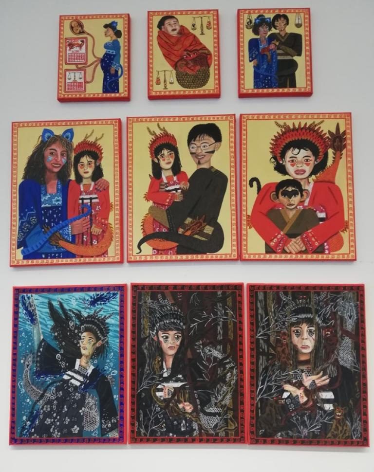 Oil paint on canvases