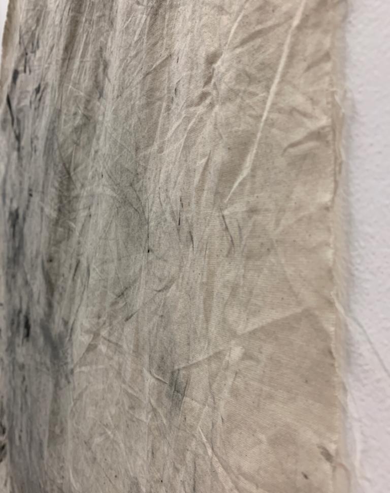 'The Unconscious Mind', 2024. Charcoal powder and acrylic paint on fabric with documentation of the process