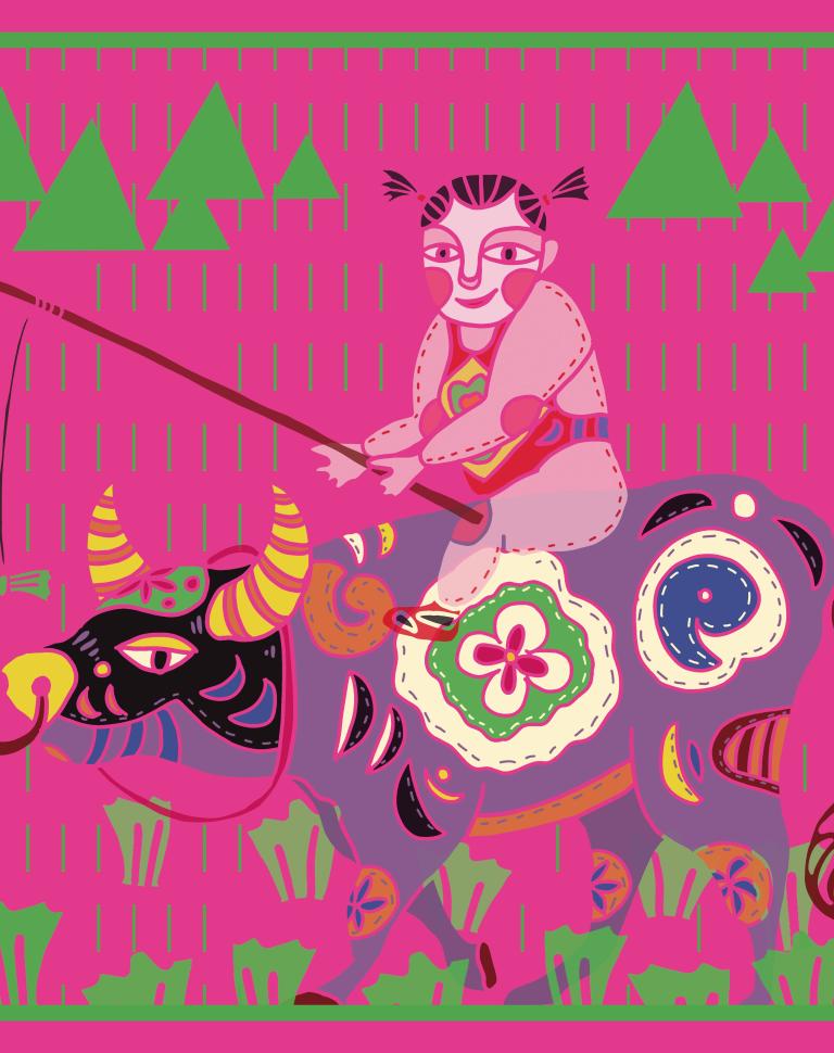 'The Herd Boy of Qingming', 2022. Silks