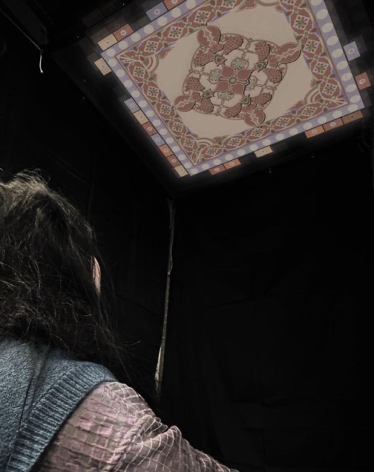 'Visual effects of the installation 1', 2024. Projector, additional screen, microphone, TouchDesigner 