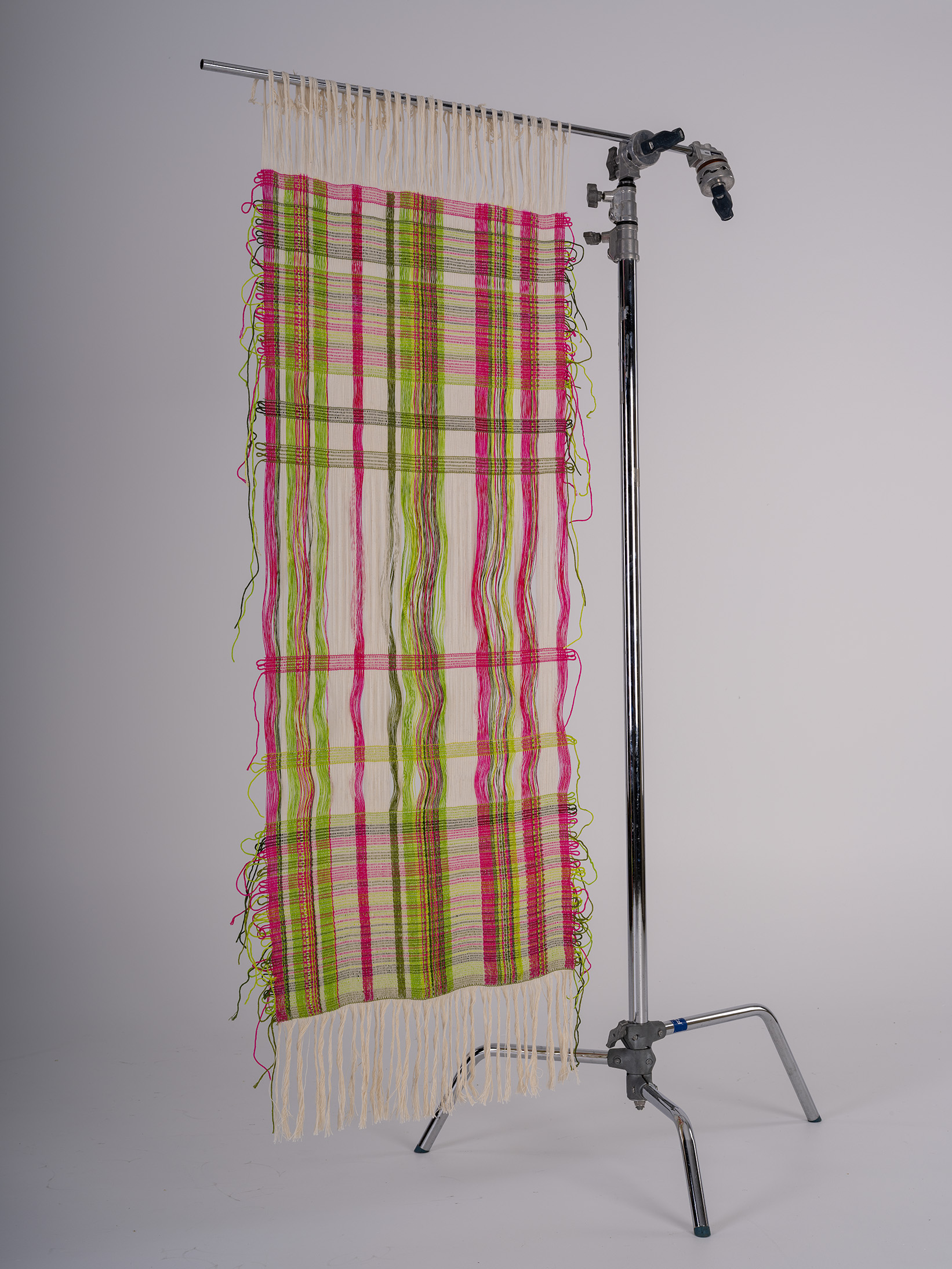 'Wollemi Weave', 2025. Handwoven cotton cloth, textile ink