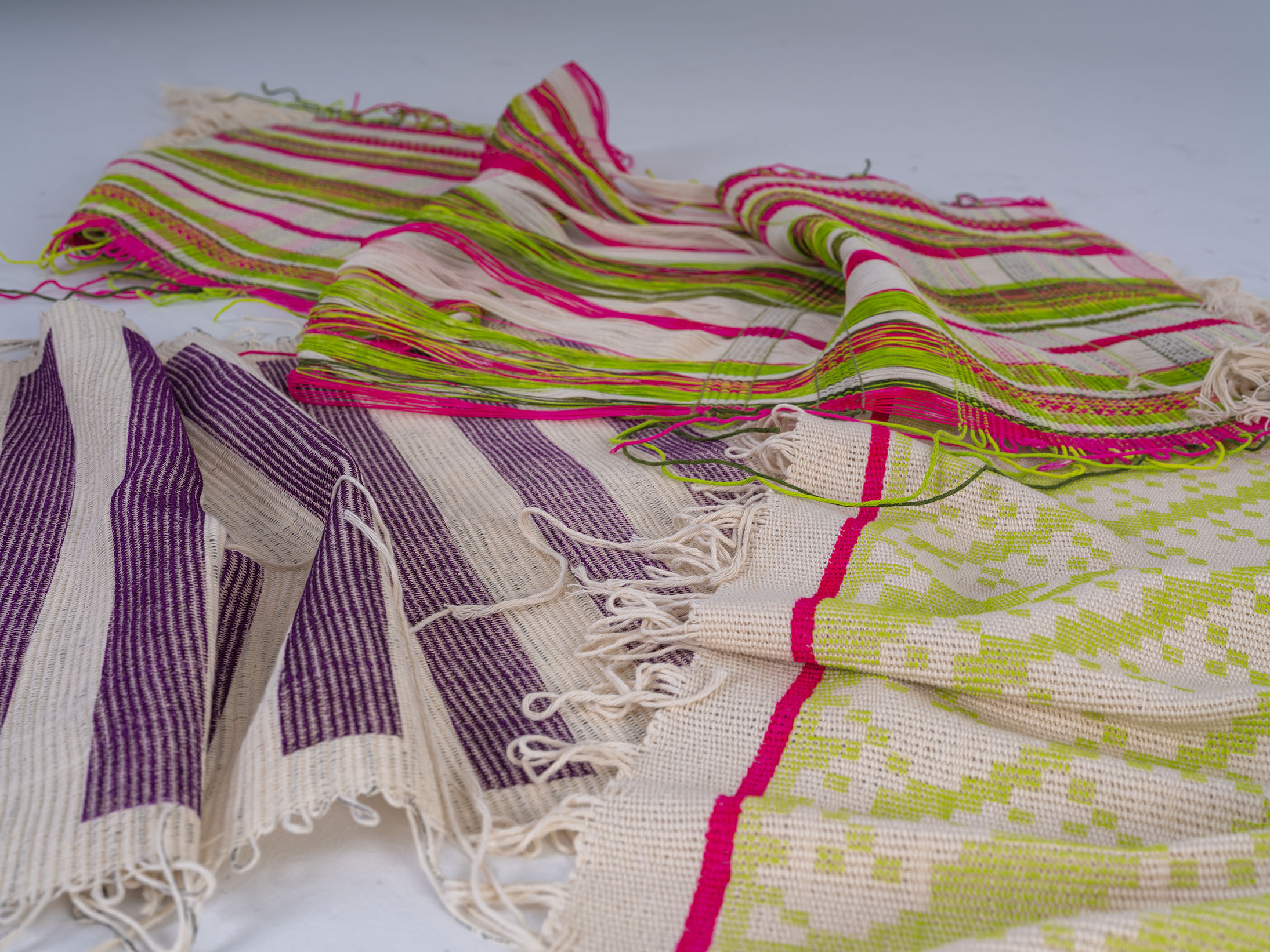 'Wollemi Weave', 2025. Handwoven cotton cloth, textile ink