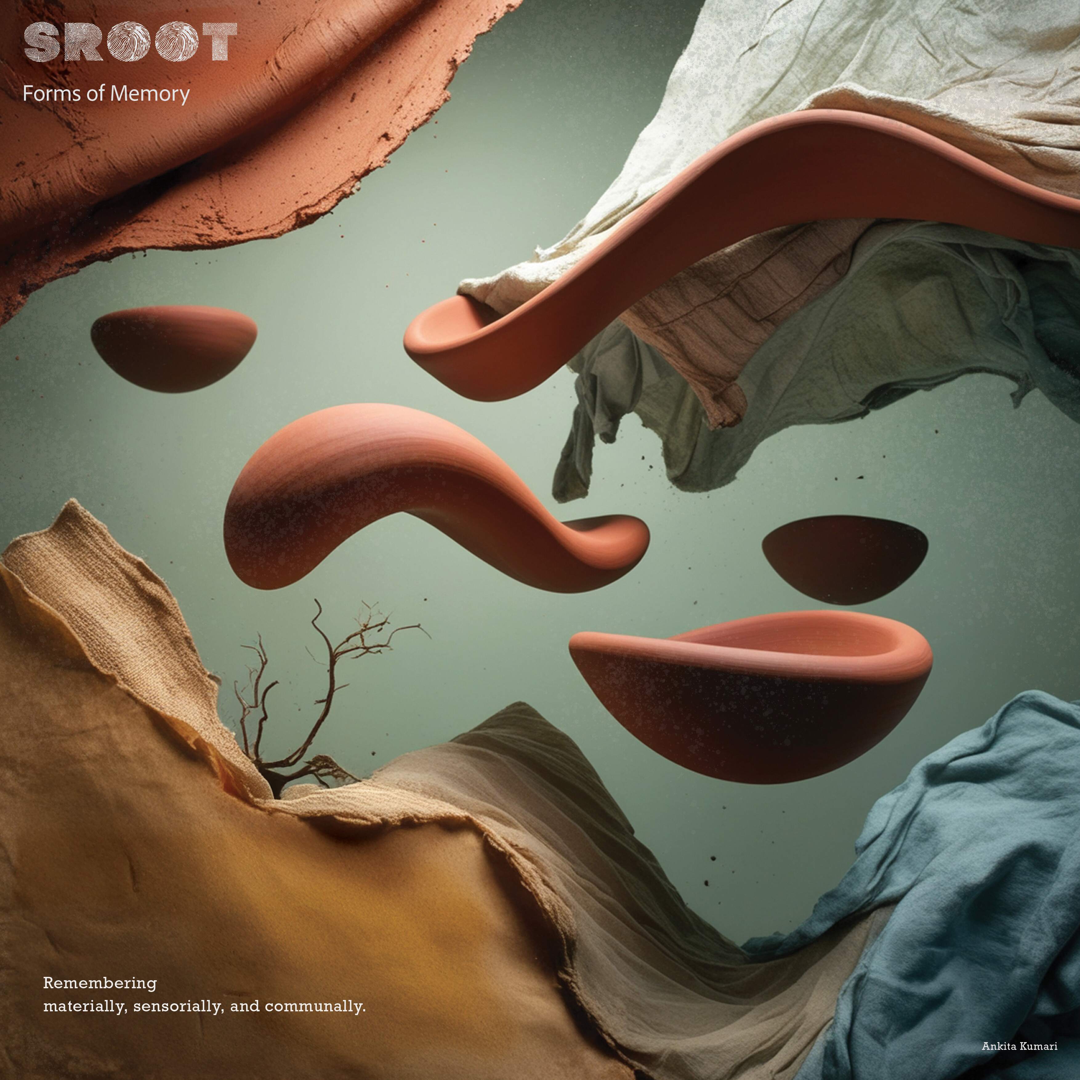 'SROOT: Forms of Memory', 2025. Digital visualisation (conceptual render) of the project