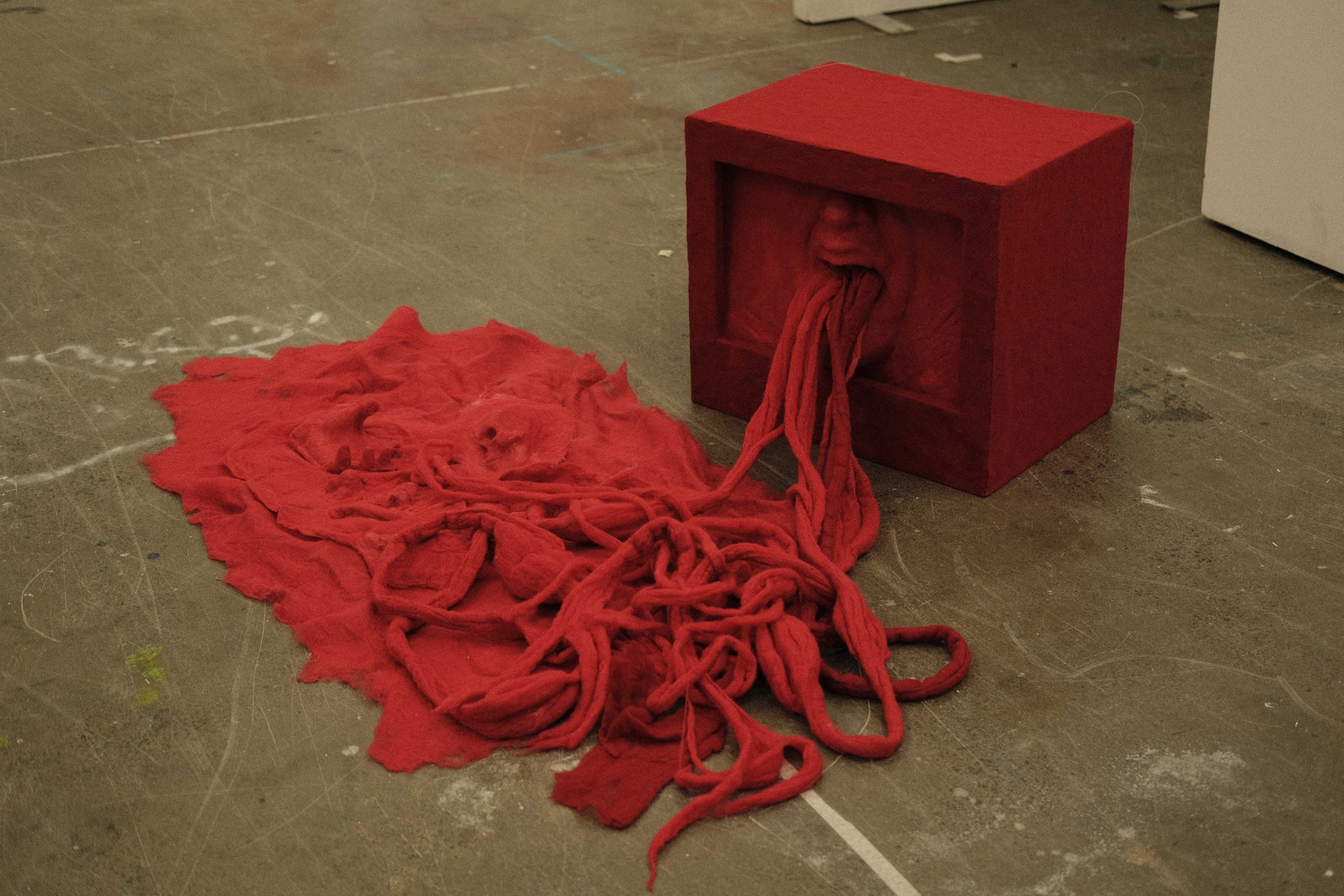 'Go and Die', 2025. Wet-felted merino wool, foam board