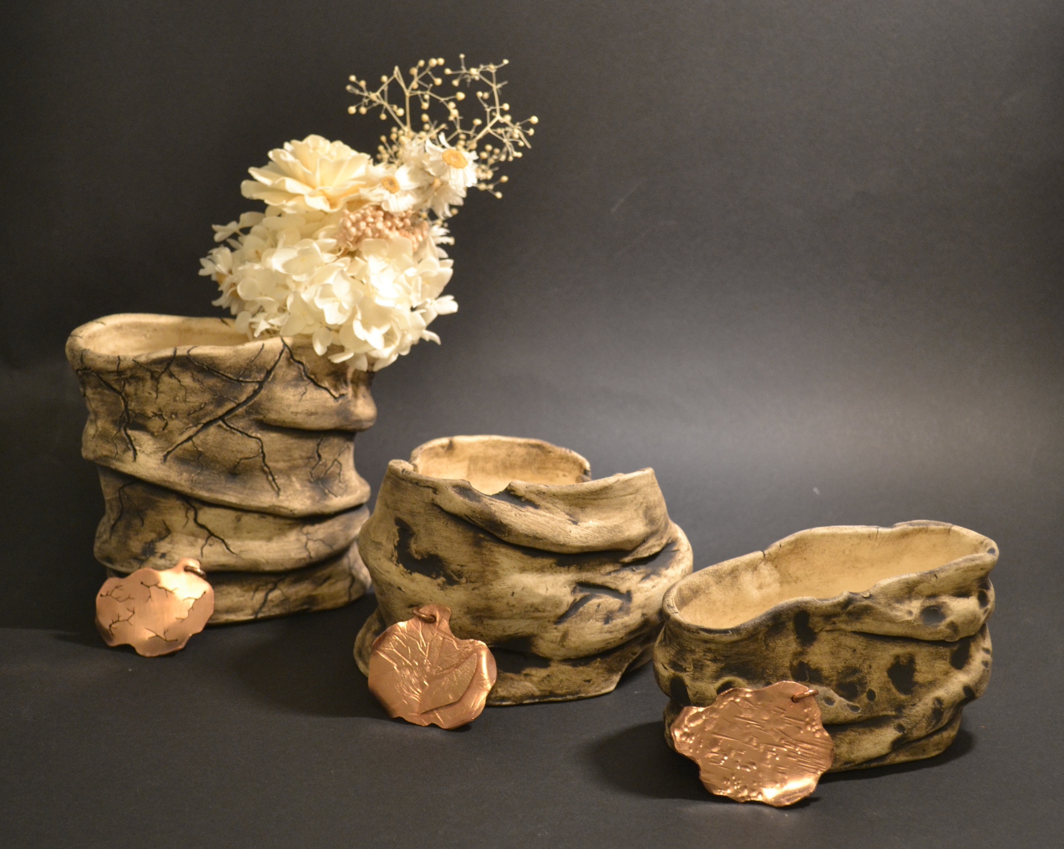 'Devastation', 2022. Earthenware, magnesium oxide, copper