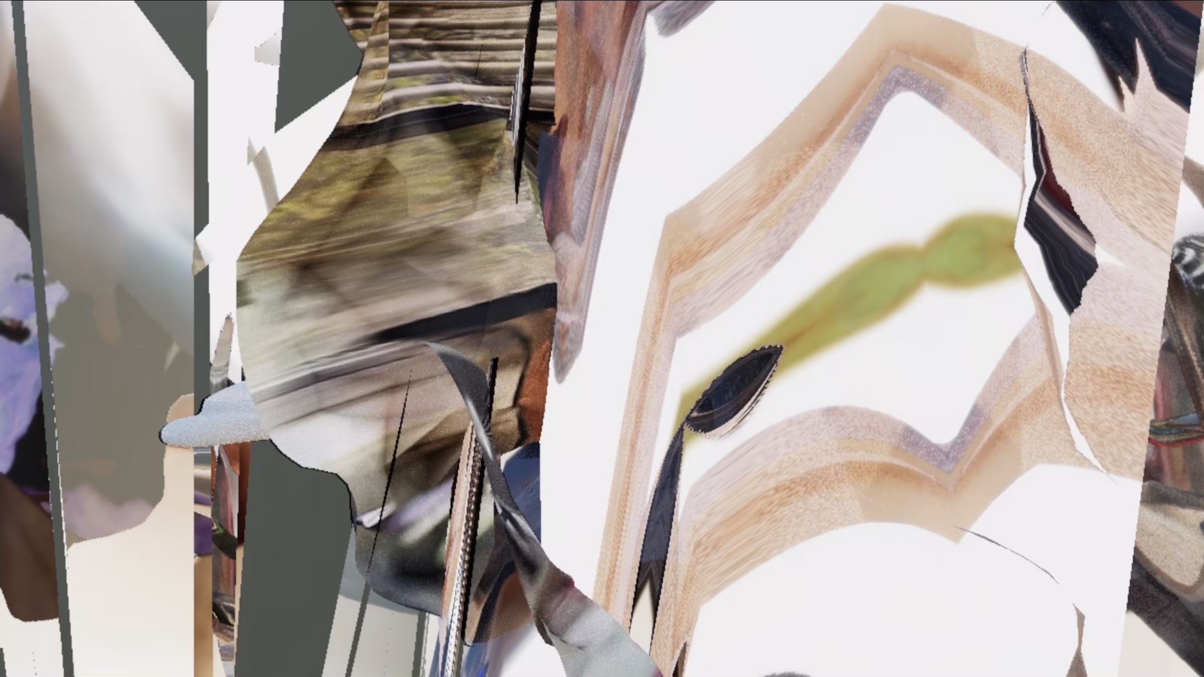 'I was told that I was a flower in my past life, isn’t that nice?', 2025. 3D sculpture in video loop (2 minutes), screen on c-stand (still)