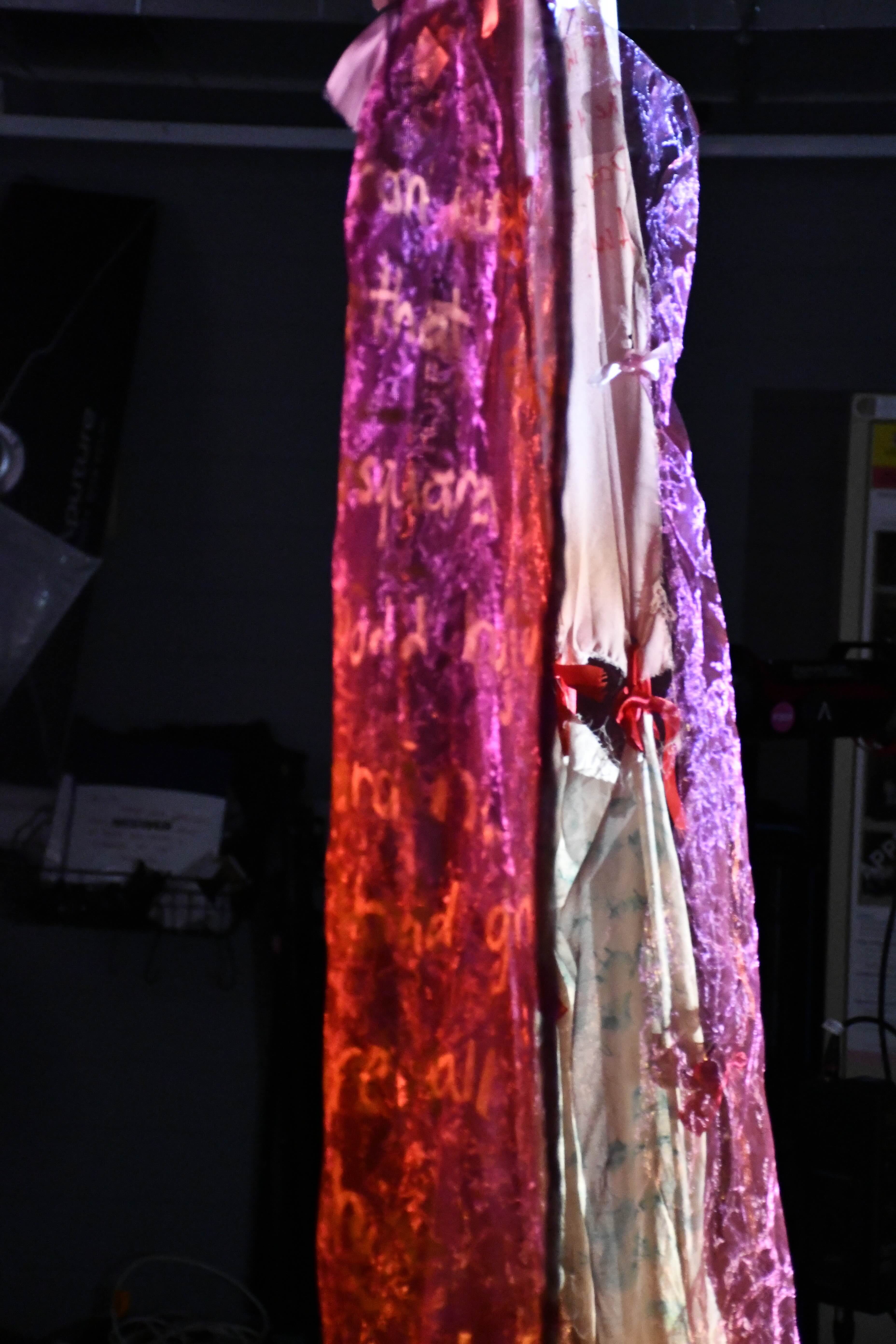'Embouchure', 2025. Mixed textile, digital projection