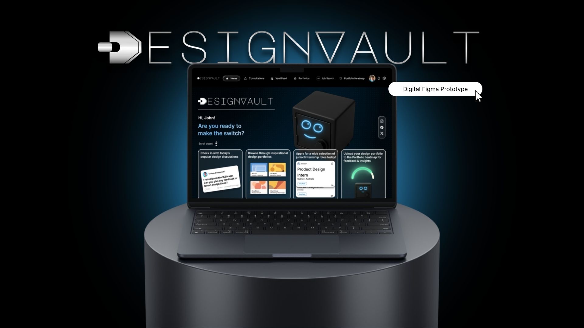 'DesignVault', 2025. Digital Figma prototype