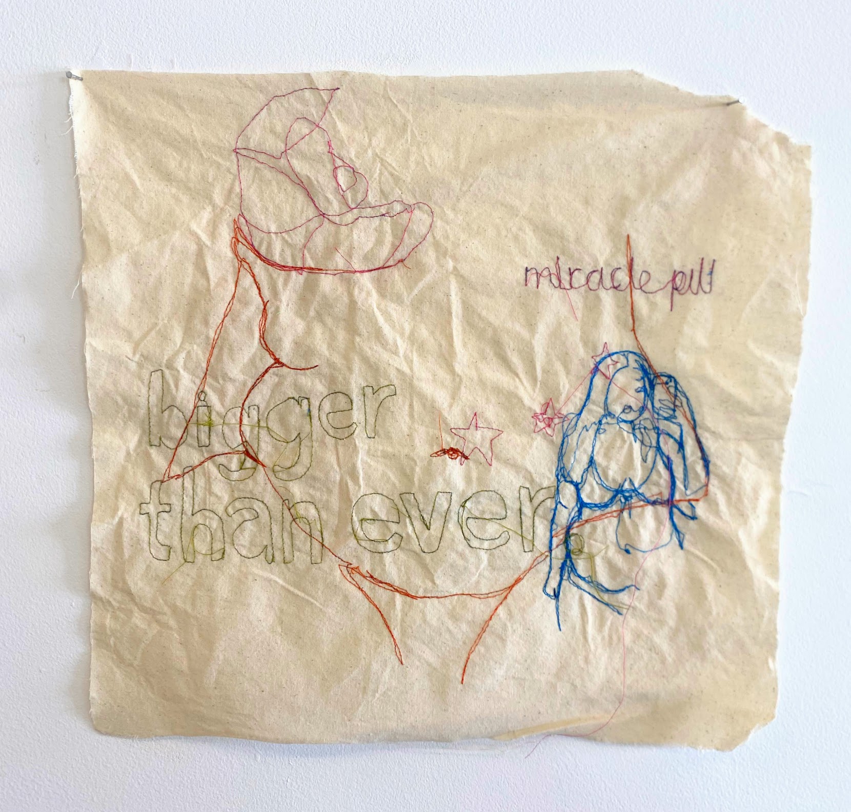 Untitled, 2025. Machine embroidery on found calico,
