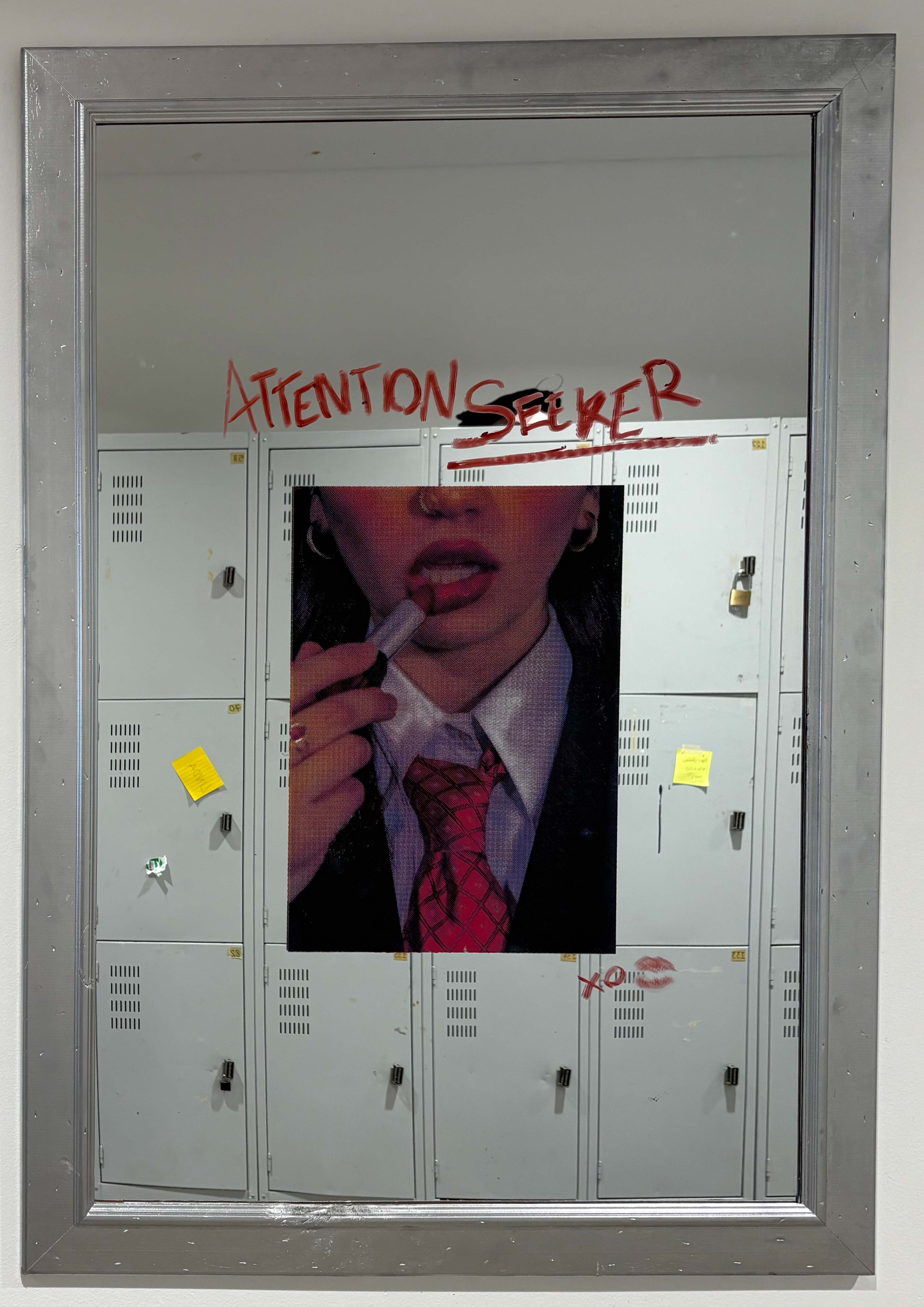 'Hot Lips', 2025. CMYK screen print on mirror