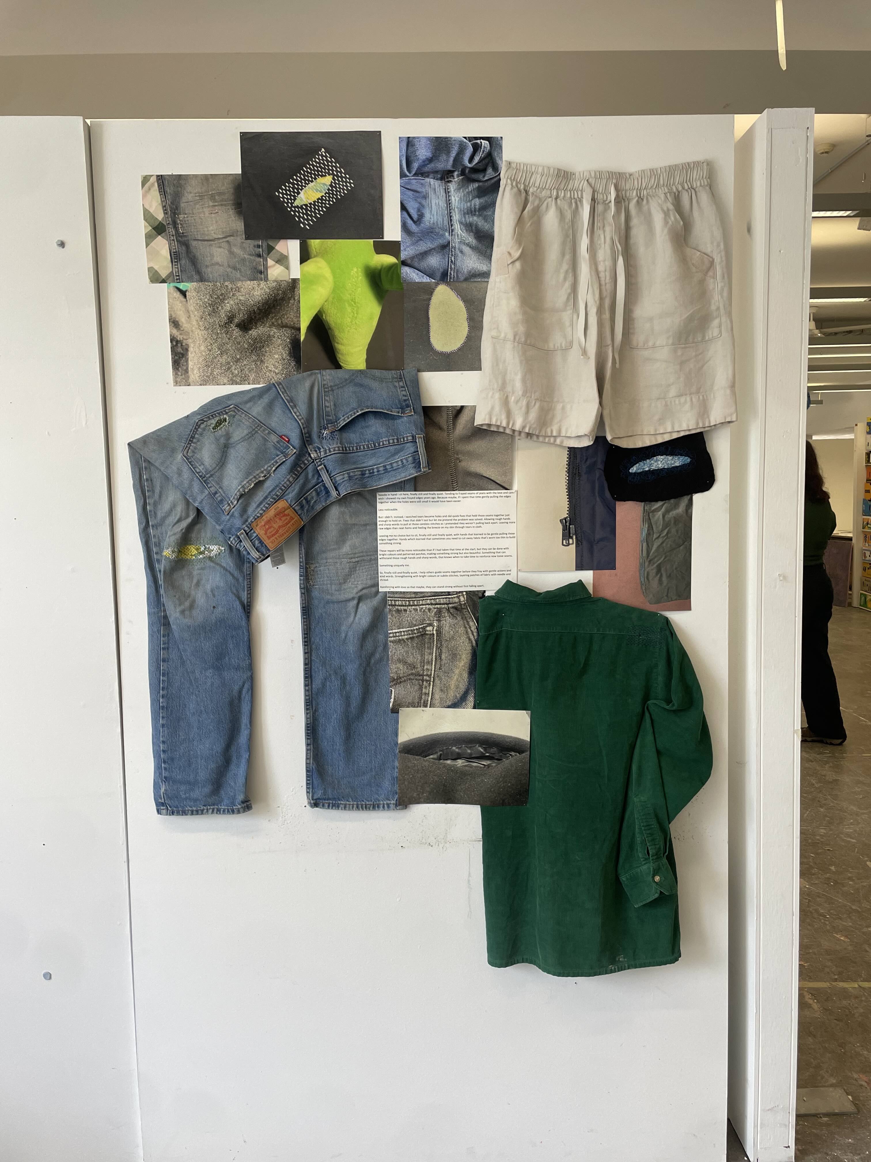 'Still And Quiet With A Needle In Hand', 2025. Mended clothes, photography