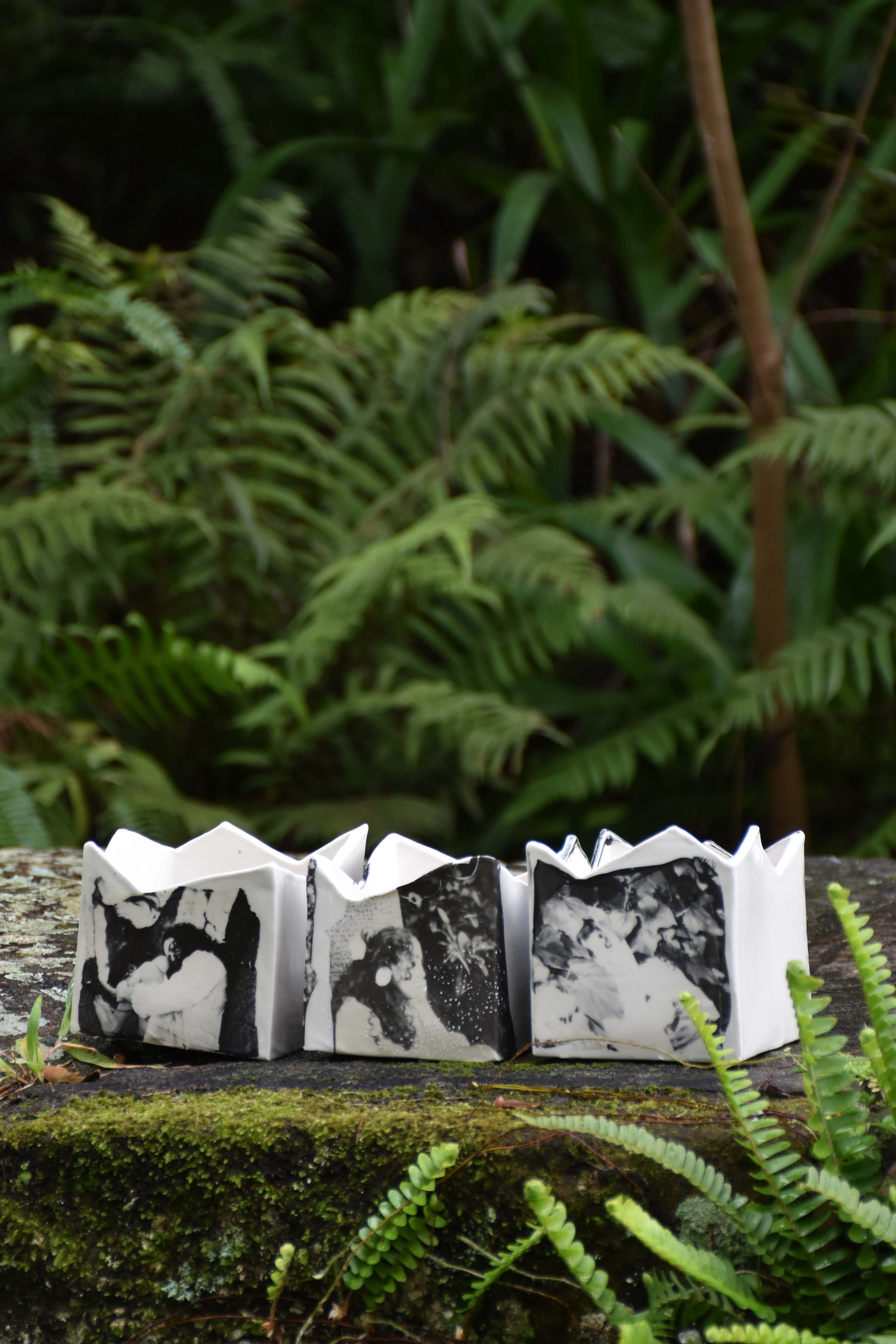 'Tender Eden', 2025. Polaroid emulsion and ceramic