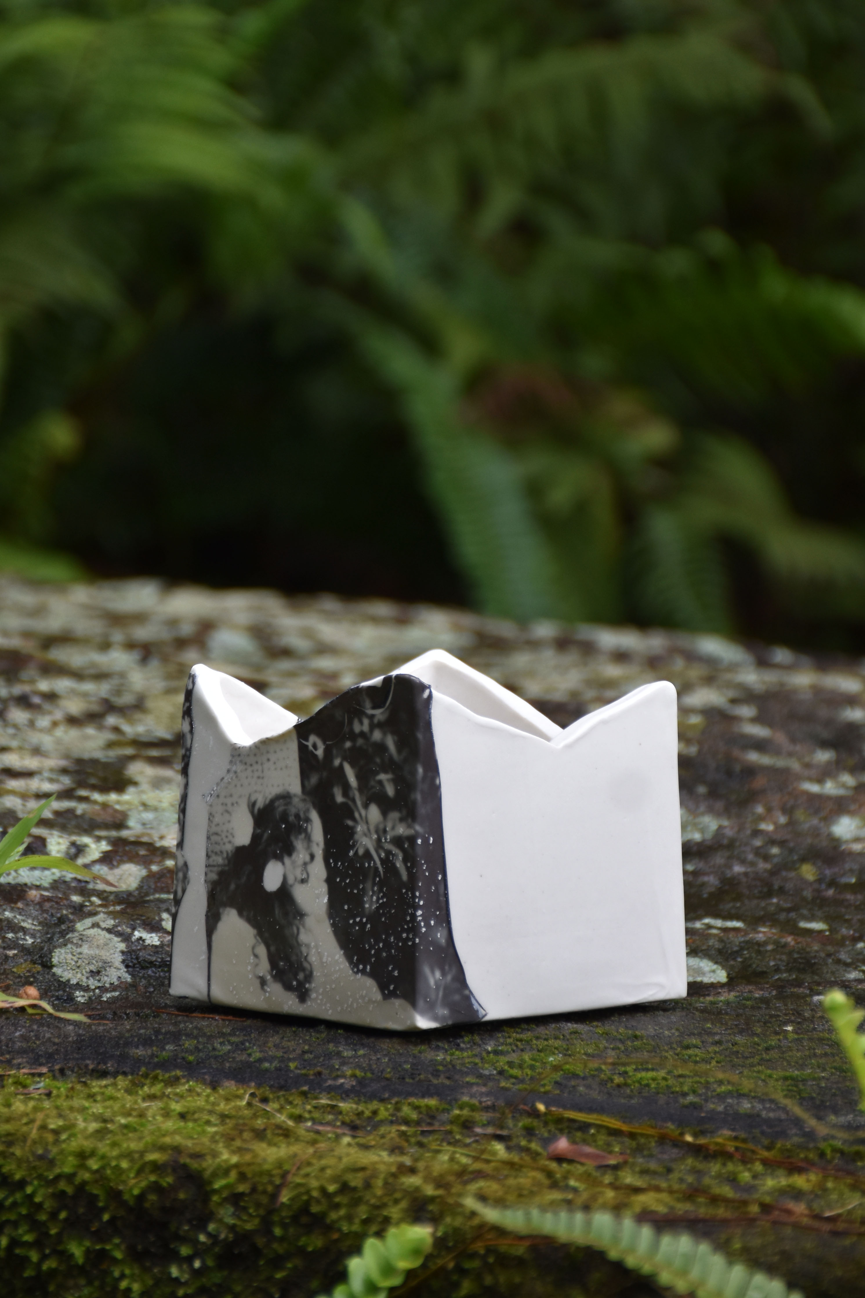 'Tender Eden', 2025. Polaroid emulsion and ceramic